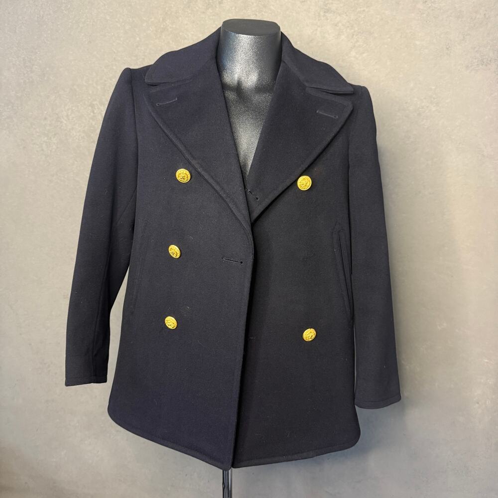 Vintage 1972 US Navy 100% Wool Kersey Peacoat Military Issue Size 36S
